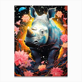 Rhino In Space Canvas Print
