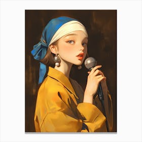 Kawaii Girl Singing Canvas Print