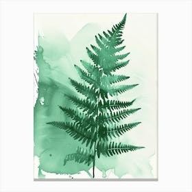 Green Ink Painting Of A Autumn Fern 2 Canvas Print