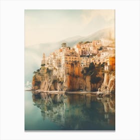 A Cliff On The Coast Of Amalfi, Italy, Summer Vintage Photography Canvas Print