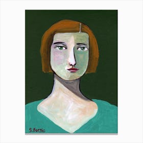 Vintage Green Woman Canvas Print