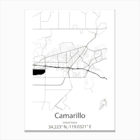 Camarillo,United States Minimalist Map Canvas Print