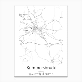 Kummersbruck,Germany Minimalist Map Canvas Print