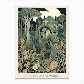 Gardens Of The World Vintage Art Nouveau Botanical  Canvas Print