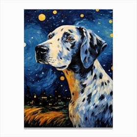 Dalmatian Starry Night Dog Portrait Canvas Print