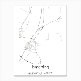 Ismaning,Germany Minimalist Map Canvas Print