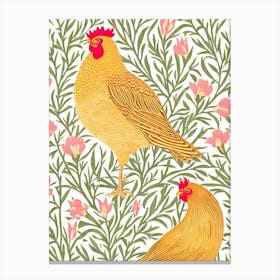 Chicken 3 William Morris Style Bird Canvas Print