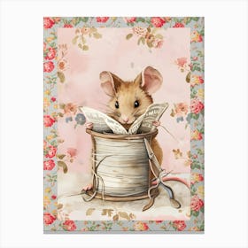 Mouse Reading A Newspaper Kids and Nursery 1 Canvas Print