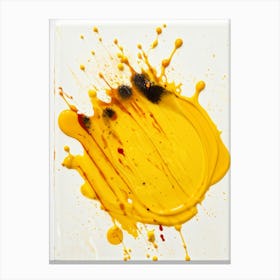 Closeup Of A Single Yellow Oil Paint Stain Mimicking A Splatter Overlapping A Transparent Acrylic (3) Canvas Print