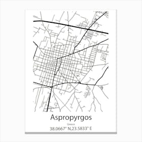 Aspropyrgos,Greece Minimalist Map Canvas Print