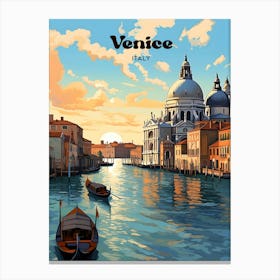 Venice Italy Canoe Travel Illustration Canvas Print