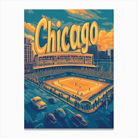 Aihrgdesign A Retro Travel Poster For Chicago Featuring The H 0c5f732c 6619 4d74 8b49 044abfd9d591 1 Canvas Print