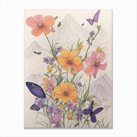 Wildflowers And Butterflies Canvas Print