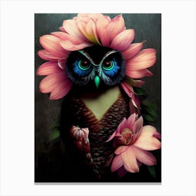 Owl With Flowers 2 Canvas Print