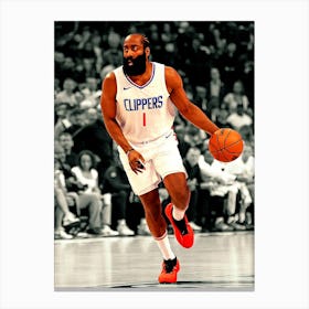 James Harden Of The La Clippers Handles The Ball Against The Dallas Mavericks Canvas Print