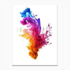 Colorful Ink Splash On White Background Canvas Print