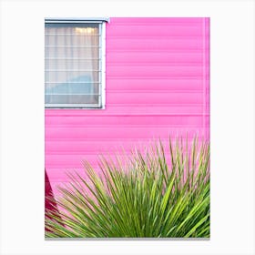Vintage Pink Travel Trailer With Cactus In Marfa Texas Canvas Print