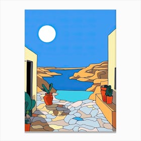 Minimal Design Style Of Mykonos, Greece 3 Canvas Print