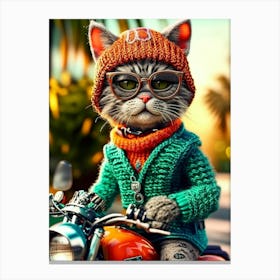 Cat On A Motorcycle 3 Canvas Print