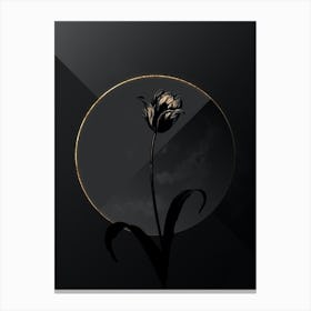 Shadowy Vintage Didier's Tulip Botanical on Black with Gold n.0016 Canvas Print