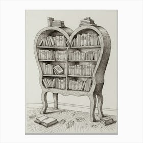 Heart Bookcase Canvas Print