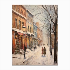 Vintage Winter Painting Vilnius Lithuania 1 Canvas Print