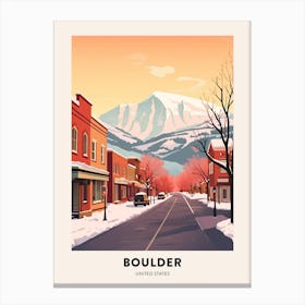 Vintage Winter Travel Poster Boulder Colorado Canvas Print