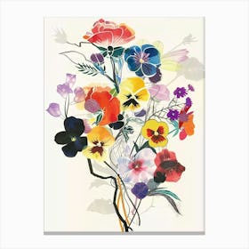 Wild Pansy 2 Collage Flower Bouquet Canvas Print