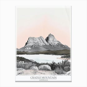 Cradle Mountain Australia Color Line Drawing 8 Poster Canvas Print