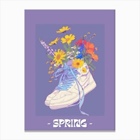 Spring Poster Retro Sneakers With Flowers 90s Illustration 5 Canvas Print