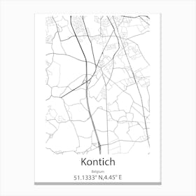 Kontich,Belgium Minimalist Map Canvas Print