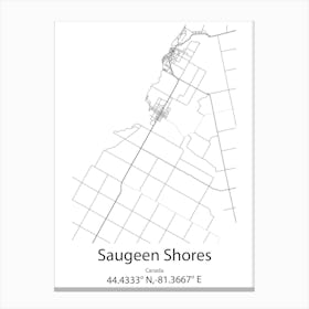 Saugeen Shores,Canada Minimalist Map Canvas Print