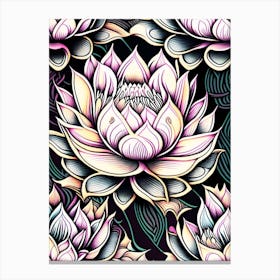 Lotus Flower Repeat Pattern Graffiti 2 Canvas Print