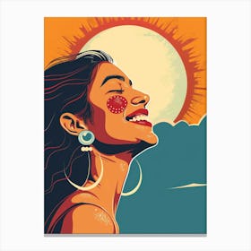 Happy Girl With Sun Canvas Print