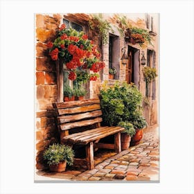 Bench By The Window Canvas Print