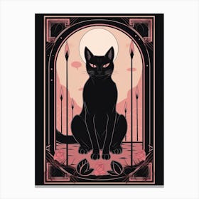 Death Tarot Card, Black Cat In Pink 1 Canvas Print