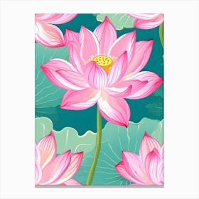 Lotus Flower Seamless Pattern 1 Canvas Print