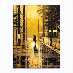 Man Walking In The Rain Canvas Print