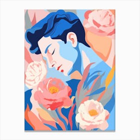 Man Sleeping With Flowers Canvas Print