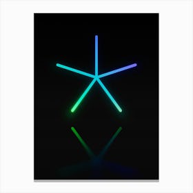 Neon Blue and Green Abstract Geometric Glyph on Black n.0026 Canvas Print