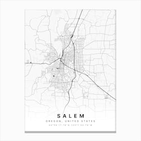 Salem Massachusetts USA White Map Canvas Print