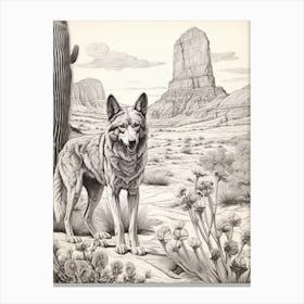 Red Wolf Vintage Style 2 Canvas Print