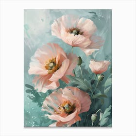 Poppy Flowers Painting In Dreamy Color Palette Canvas Print