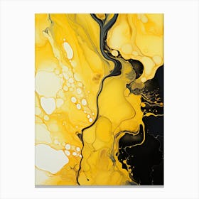 Yellow And Black Flow Asbtract Painting 1 Canvas Print