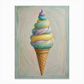 Ice Cream Cone In Pastel Canvas Print