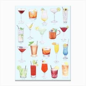 Cocktails On Blue Canvas Print