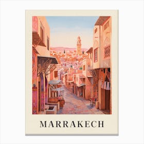 Marrakech Morocco 1 Vintage Pink Travel Illustration Poster Canvas Print