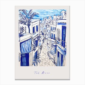 Tel Aviv Israel 2 Mediterranean Blue Drawing Poster Canvas Print