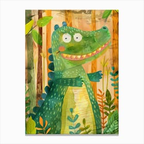 Crocodile In The Jungle Canvas Print