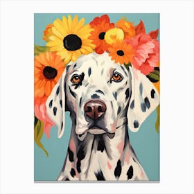 Dalmatian Portrait With A Flower Crown, Matisse Painting Style 4 Canvas Print
